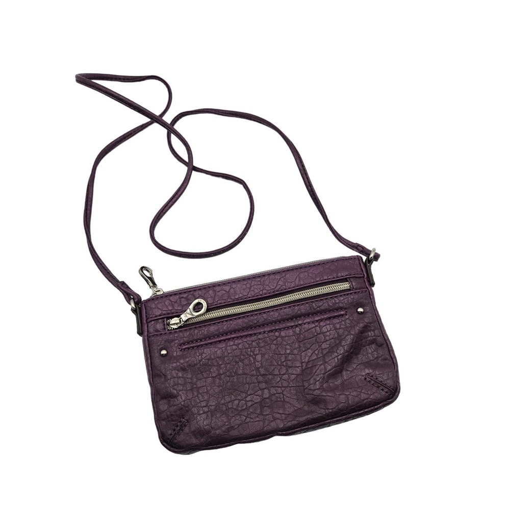 Relic Women's Crossbody Purple Pebbled Leather Purse Handbag Zipper Pocket